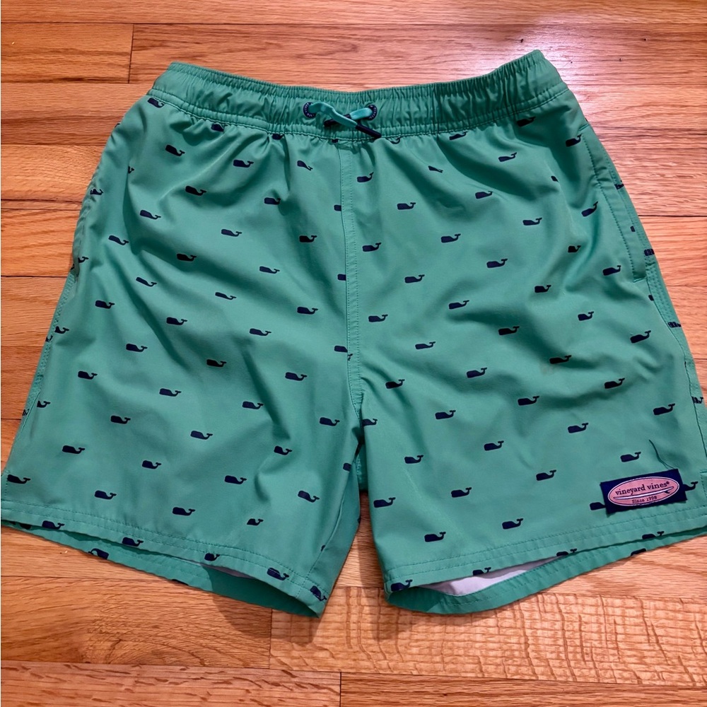 Vineyard Vines Green Whale Pattern Swim Shorts